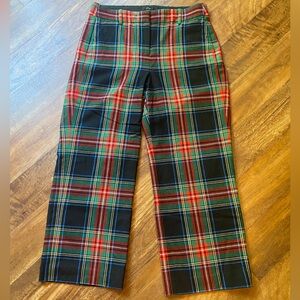 J Crew Pants Women Sz 6 Wool Blend Tartan Holiday Plaid Pant Festive Office EUC